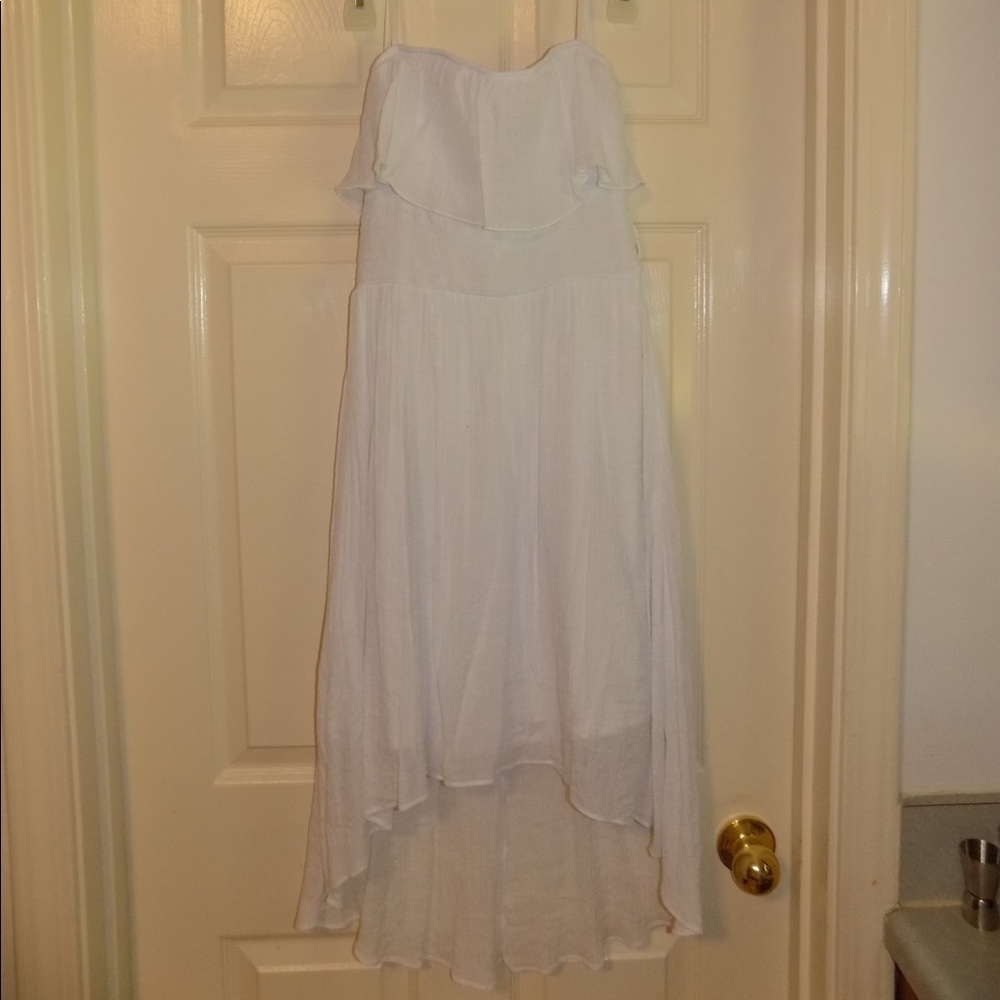 White Strapless High-Low Dress